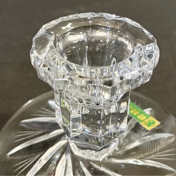 Irena Poland Crystal Taper Candle Candlestick Holders Vintage MCM Short Pair 2x - Picture 5 of 9